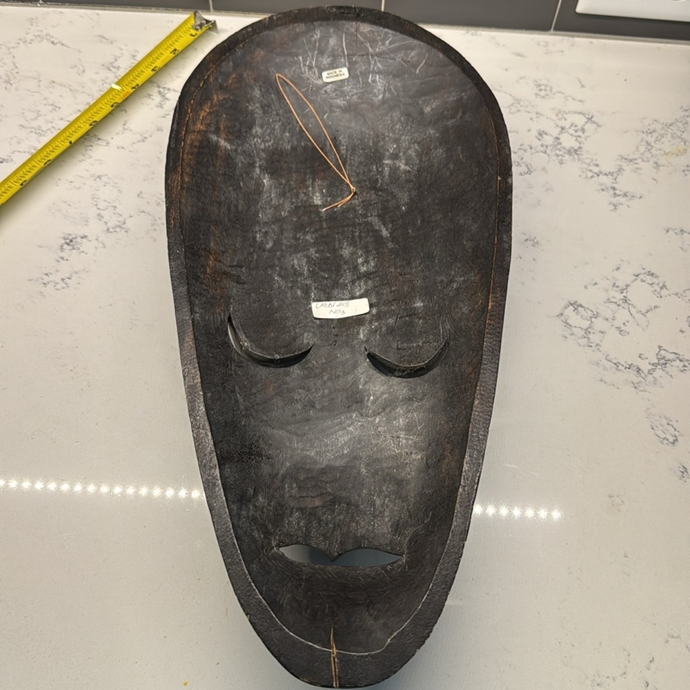 Vintage Large Indonesian Wood Mother Of Pearl Inlay‎ Handcarved Tribal Mask Art - Picture 7 of 11